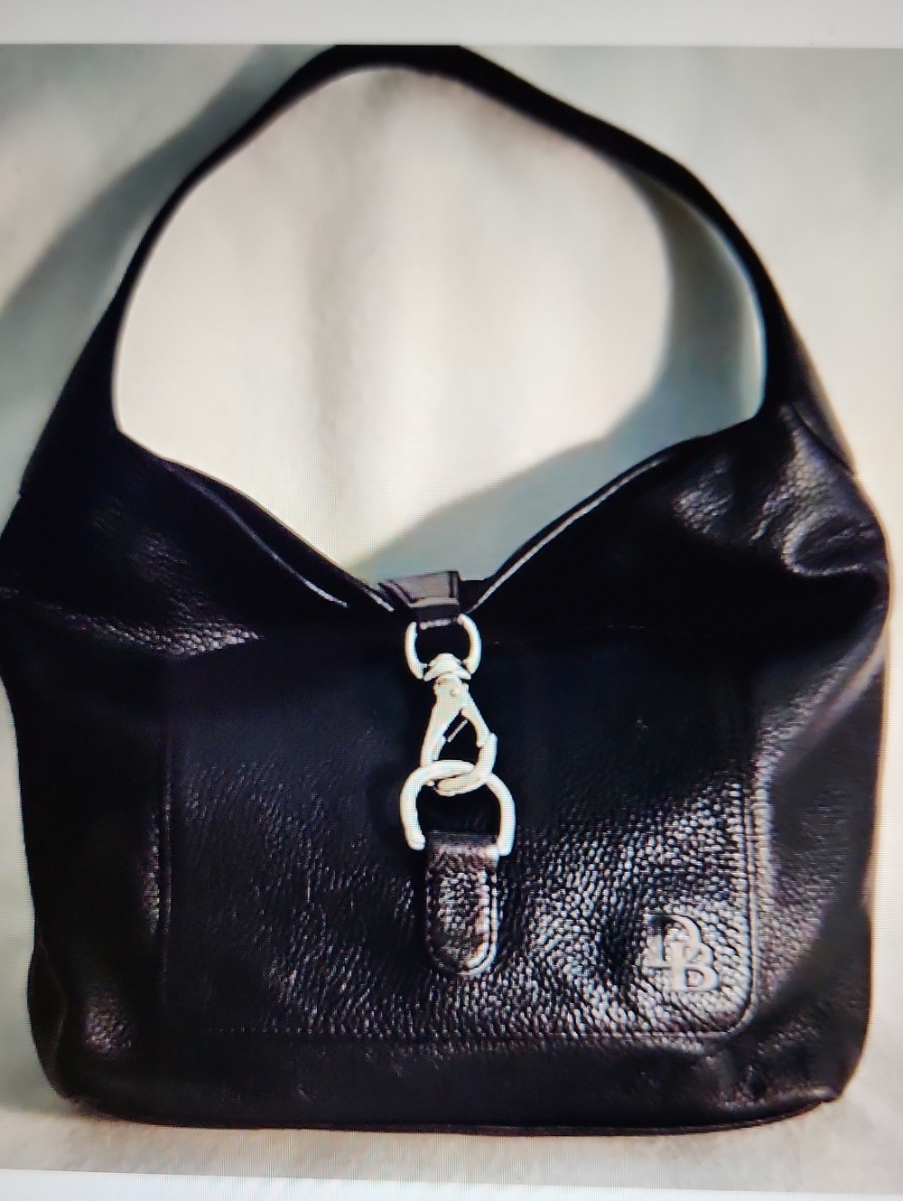 Dooney & Burke Black Analisa Loc Sac  Leather Shoulder Bag with Silver Hardware